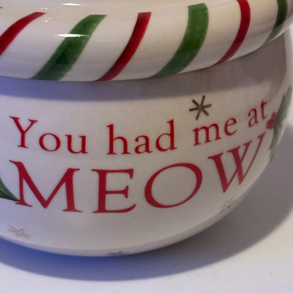 Lenox Christmas “You had me at Meow” Cat Treat Jar for Cat Lovers
